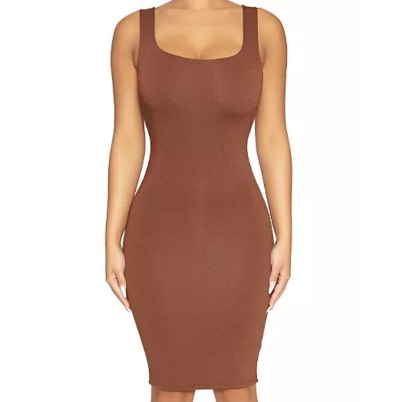 Naked Wardrobe Dresses & Skirts - NAKED WARDROBE Brown Tank Mini Dress Size XL